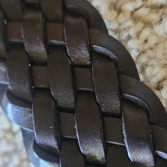 Tresse Women's belt small hand black braided genuine leather 36 - Picture 3 of 3